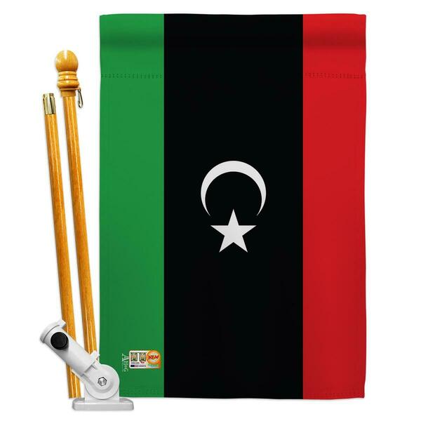 Cosa 28 x 40 in. Libya Flags of the World Nationality Impressions Decorative Vertical House Flag Set CO4124715